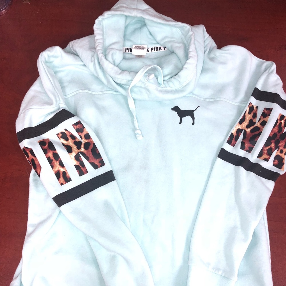 Victoria’s Secret cowl neck leopard&teal hoodie